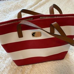 Michael Kors Medium Red/White Stripe shoulder Tote